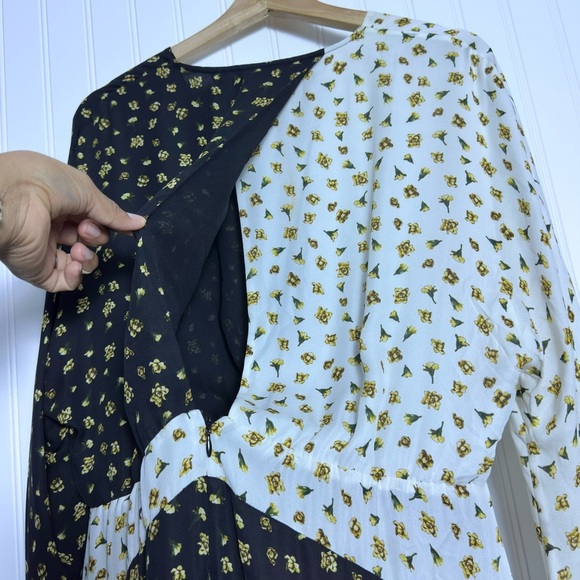 ELIE TAHARI Floral Print Silk Midi-Dress V-Neck Lined Size Large - Picture 16 of 17